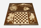 Hayastan backgammon set folded, carved Ararat showing