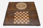 Running scroll backgammon set folded, carved wave border showing
