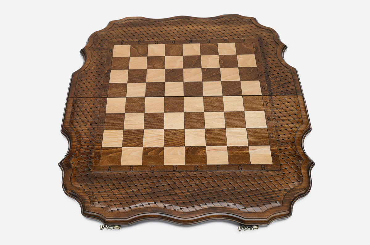 Close-up of the shaped edge on the beech board