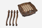 Luxury wooden chess table with eagle carving, full view
