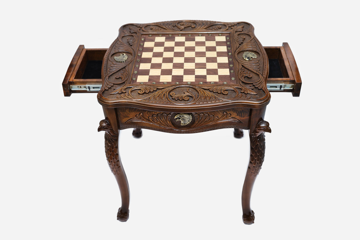 Eagle chess table, pedestal detail