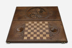 Moscow bears backgammon set folded, carved forest bears showing