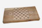 Walnut backgammon set interior with carved points