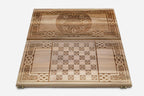 Grapevine backgammon set folded, carved clusters showing