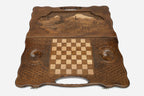 Ararat backgammon set folded, snow-capped peaks showing