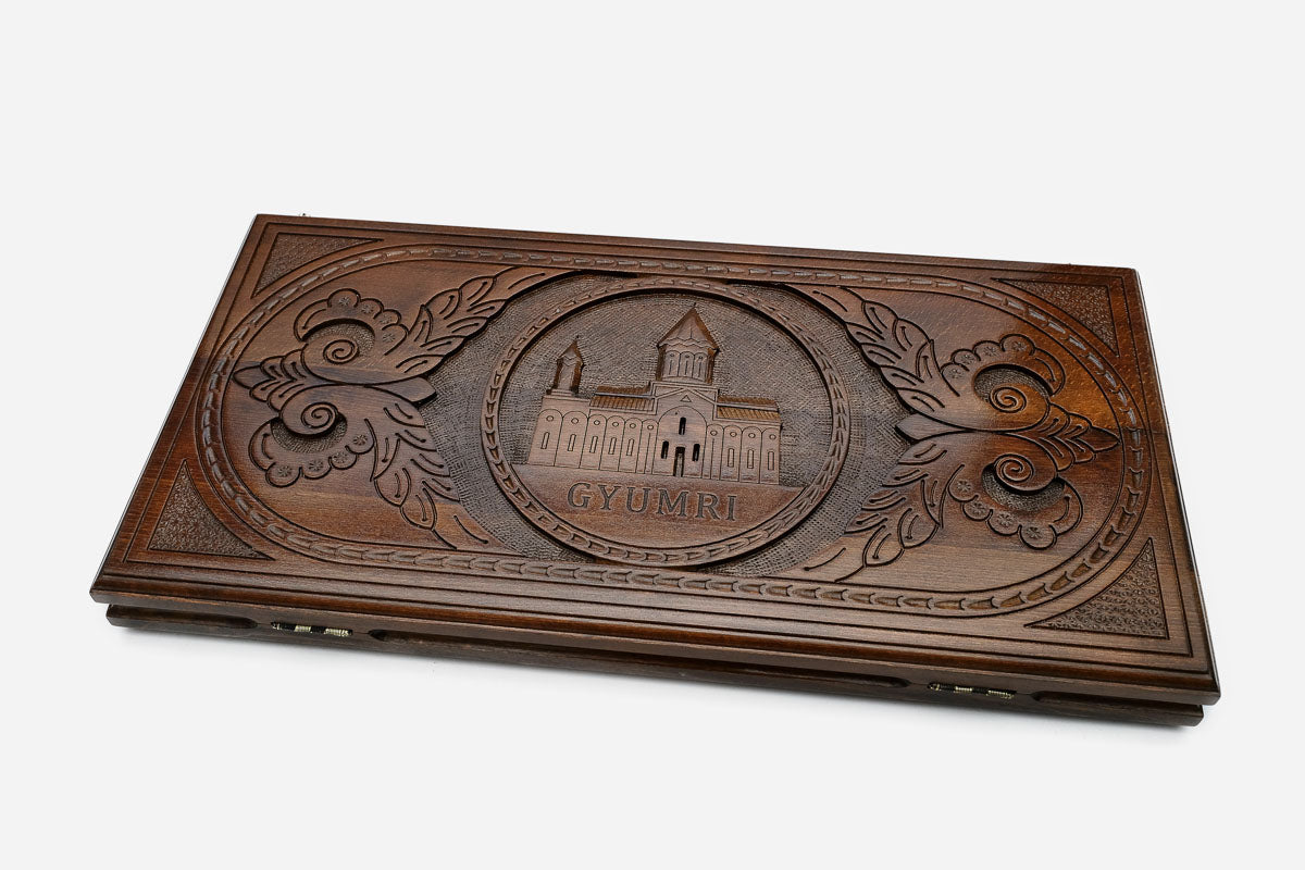 Holy Saviour Armenian backgammon set with checkers and dice