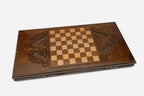 Armenian backgammon set interior with carved points