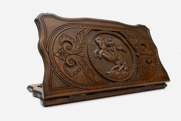 Armenian backgammon set carved with David of Sassoun on horseback
