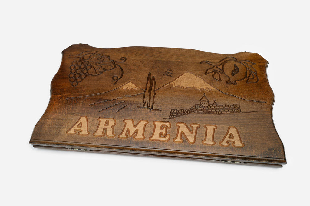 Armenia, Ararat and grapes backgammon set with checkers and dice