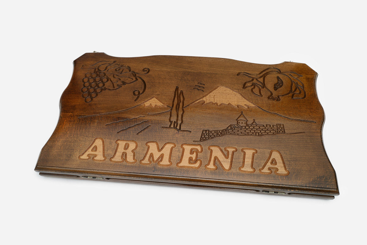 Armenia, Ararat and grapes backgammon set with checkers and dice