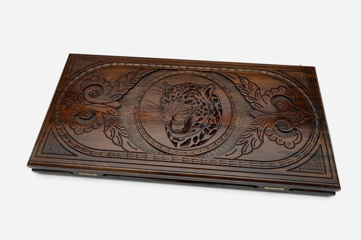 Lynx backgammon set with checkers and dice