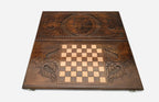 Lynx backgammon set folded, tufted ears showing