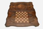 Arevakhach backgammon set folded, carved sun-cross showing
