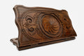 Armenian backgammon set carved with the arevakhach eternity sign