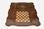 Howling wolf backgammon set folded, raised muzzle showing