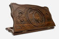 Wooden backgammon set hand carved with a howling wolf