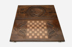 Wandering bear backgammon set folded, ambling pose showing