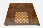 Sunburst lion backgammon set folded, radiating mane showing