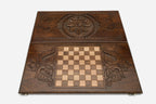 Crystal snowflake backgammon set folded, six-fold symmetry showing
