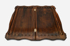 Handmade wooden backgammon set with bronze hinges and clasps - carved bear