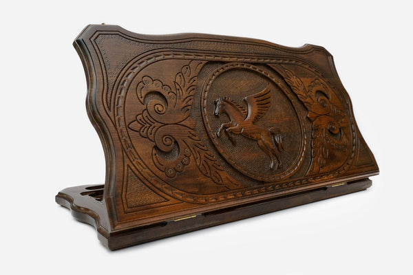 Backgammon Set with Pegasus - hand-carved wooden backgammon board