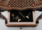 Carved chess table, full view