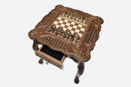 Carved chess table, carving detail