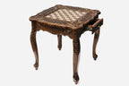 Carved chess table, side profile