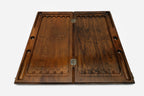 Handmade Russian backgammon set with bronze hinges and clasps - carved map