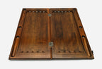 Handmade Georgian backgammon set with bronze hinges and clasps - carved map