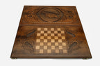 Map of Georgia with landmarks and rivers hand-carved in wood - backgammon board