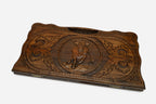 The backgammon board opened to the full 60 cm wooden playing field