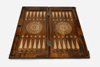 Handmade Armenian backgammon set with bronze hinges and clasps - border ornaments
