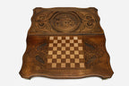 St. Hripsime Church with pointed dome hand-carved in wood - Armenian backgammon board