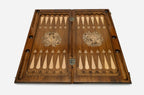 Handmade Armenian backgammon set with bronze hinges and clasps - coat of arms