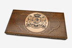 Coat of arms of Georgia backgammon set with 32 beech and walnut checkers, dice and carrying bag