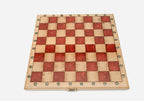 Overhead view of the red epoxy board and full bronze army