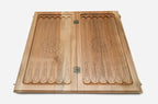 Handmade carpet fragments on a luxury walnut Armenian backgammon set