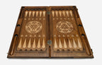 Handmade Armenian backgammon set with bronze hinges and clasps - carved ornaments
