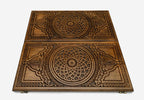 Endless interlace ornament hand-carved in wood - Armenian backgammon board detail
