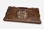 The Armenian backgammon board opened to the full 60 cm wooden playing field