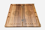 Luxury walnut Armenian backgammon set with bronze hinges and clasps