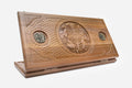 Luxury Walnut Backgammon Set - Coat of Arms of Armenia - hand-carved board