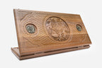 Luxury Walnut Backgammon Set - Coat of Arms of Armenia - hand-carved board