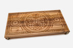 Walnut backgammon set open to the 23.6 inch / 60 cm nardi playing field