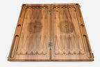 Handmade walnut Armenian backgammon set with bronze hinges and clasps