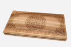 Traditional ornament backgammon set with 32 beech and walnut checkers, dice and carrying bag