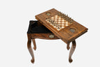 Close-up of the backgammon playing field on the Georgian coat of arms table