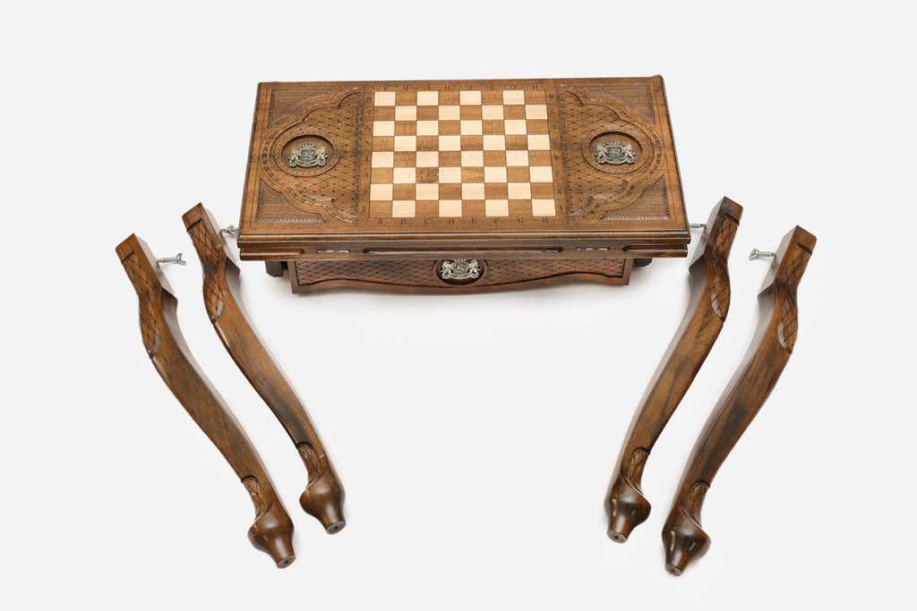 Georgian coat of arms table with the legs removed for shipping