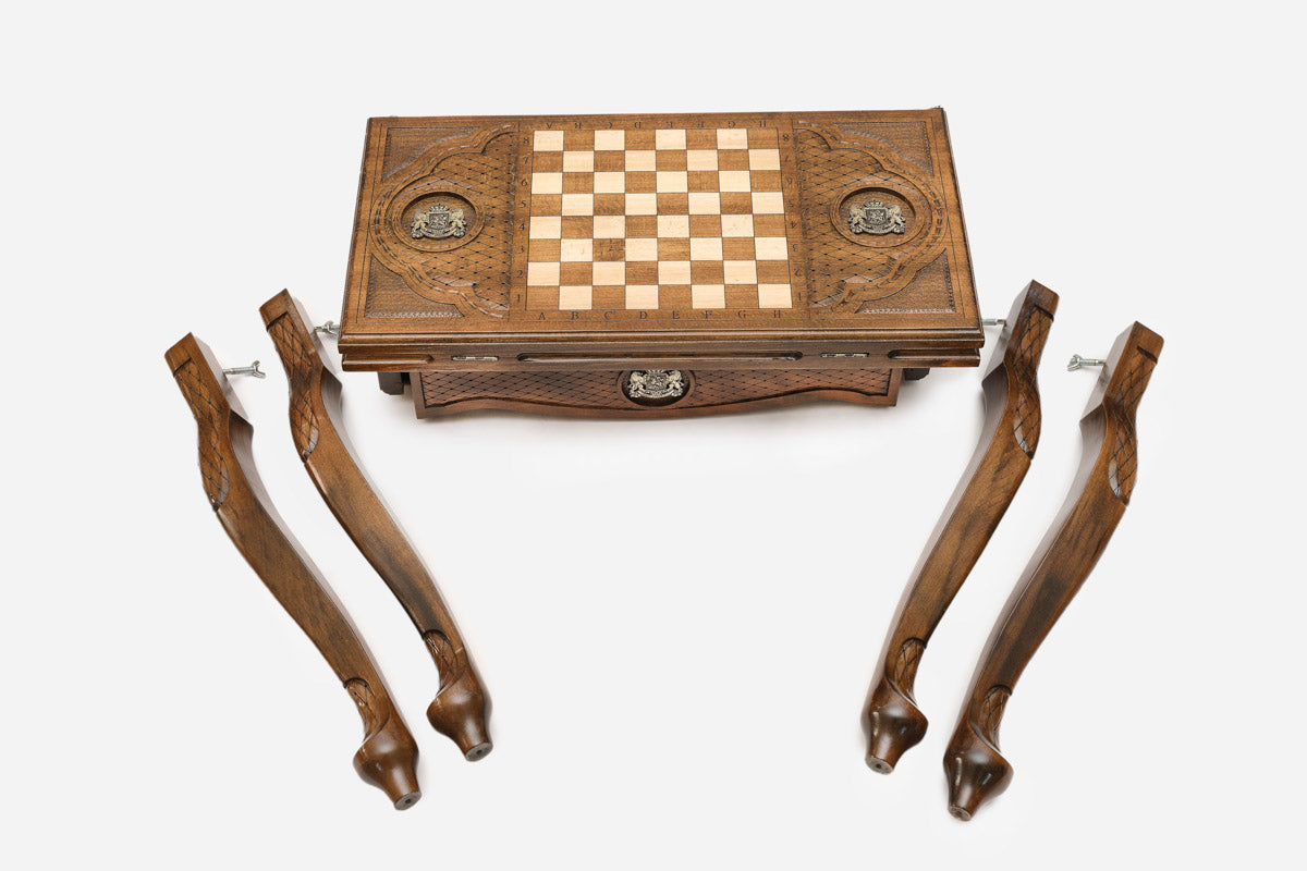 Georgian coat of arms table with the legs removed for shipping